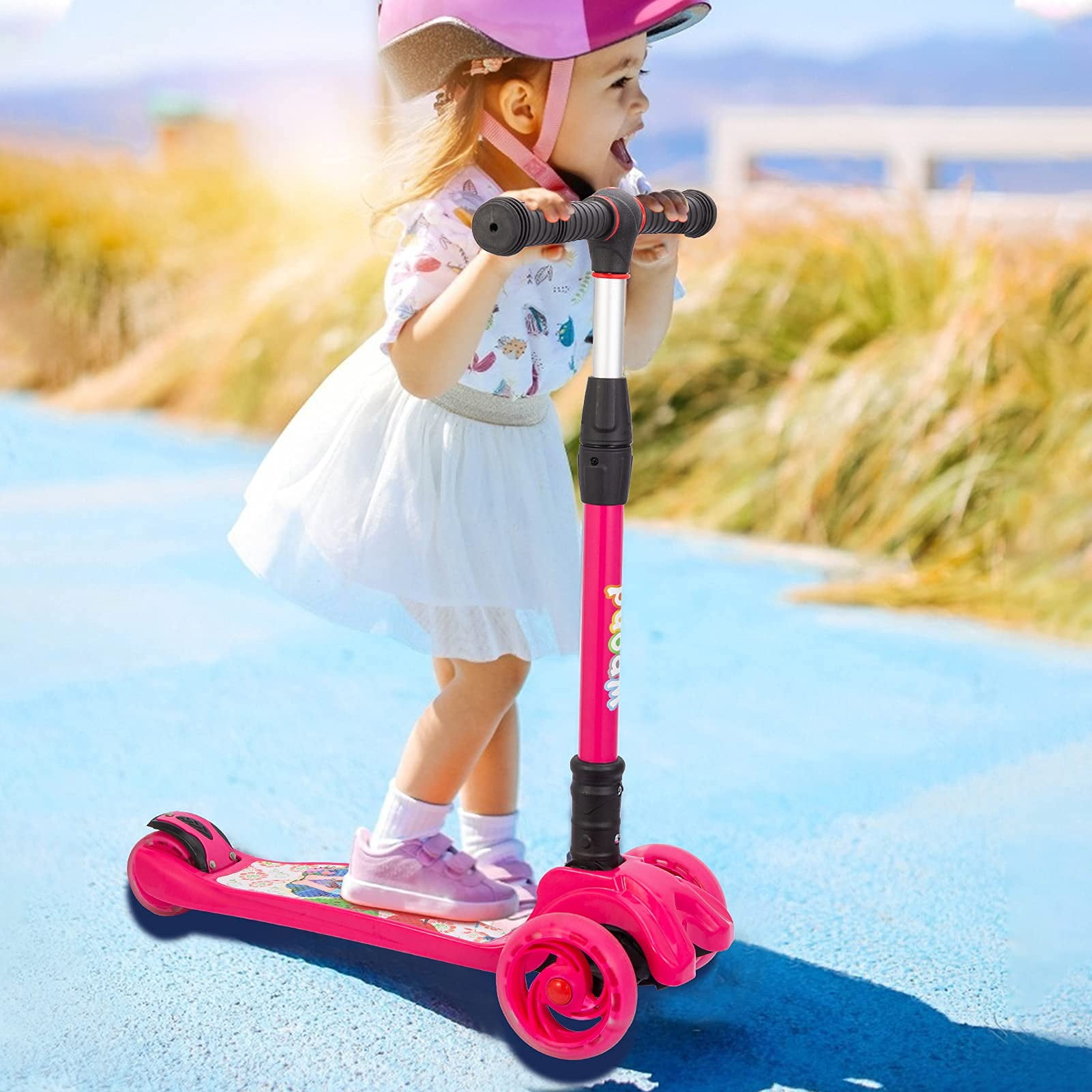 GymChoice Kick Scooters for Kids,3 Wheel Scooter with PU LightUp