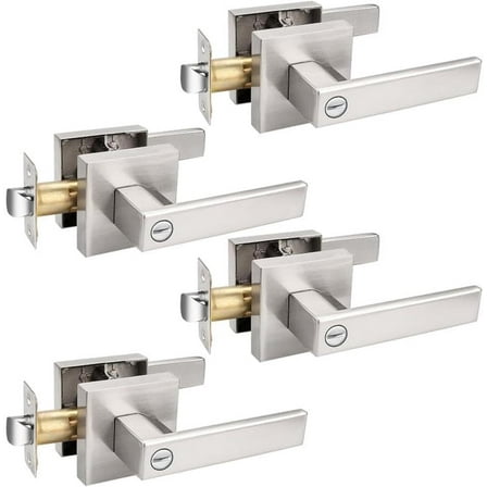 lvtiantian Door Levers Door Locks, Satin Nickel Stainless Steel Finish Privacy Handles with 4 Pieces 4 Pack