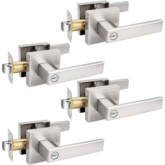 lvtiantian Door Levers Door Locks, Satin Nickel Stainless Steel Finish Privacy Handles with 4 Pieces 4 Pack