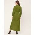 thumbnail image 4 of Moomaya Classic Solid Cotton Long Sleeve A-Line Dress - Shirt Collar, Work Dress, 4 of 9