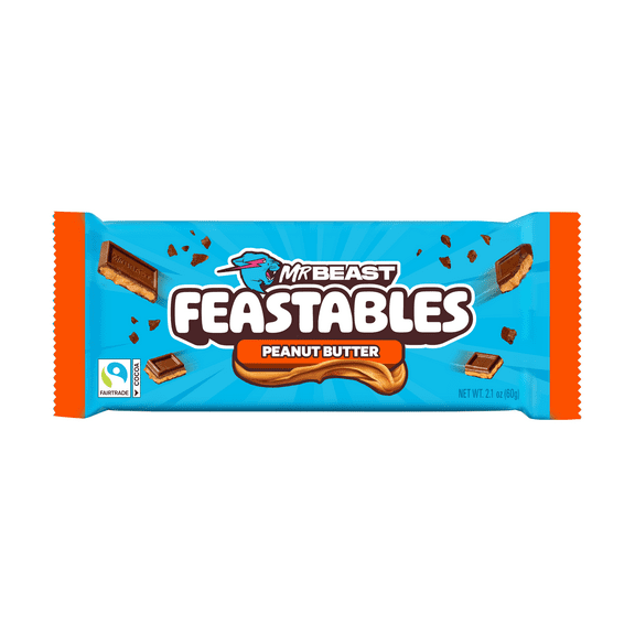 Feastables MrBeast Peanut Butter Milk Chocolate Bar, 2.1 oz (60g), 1 Count