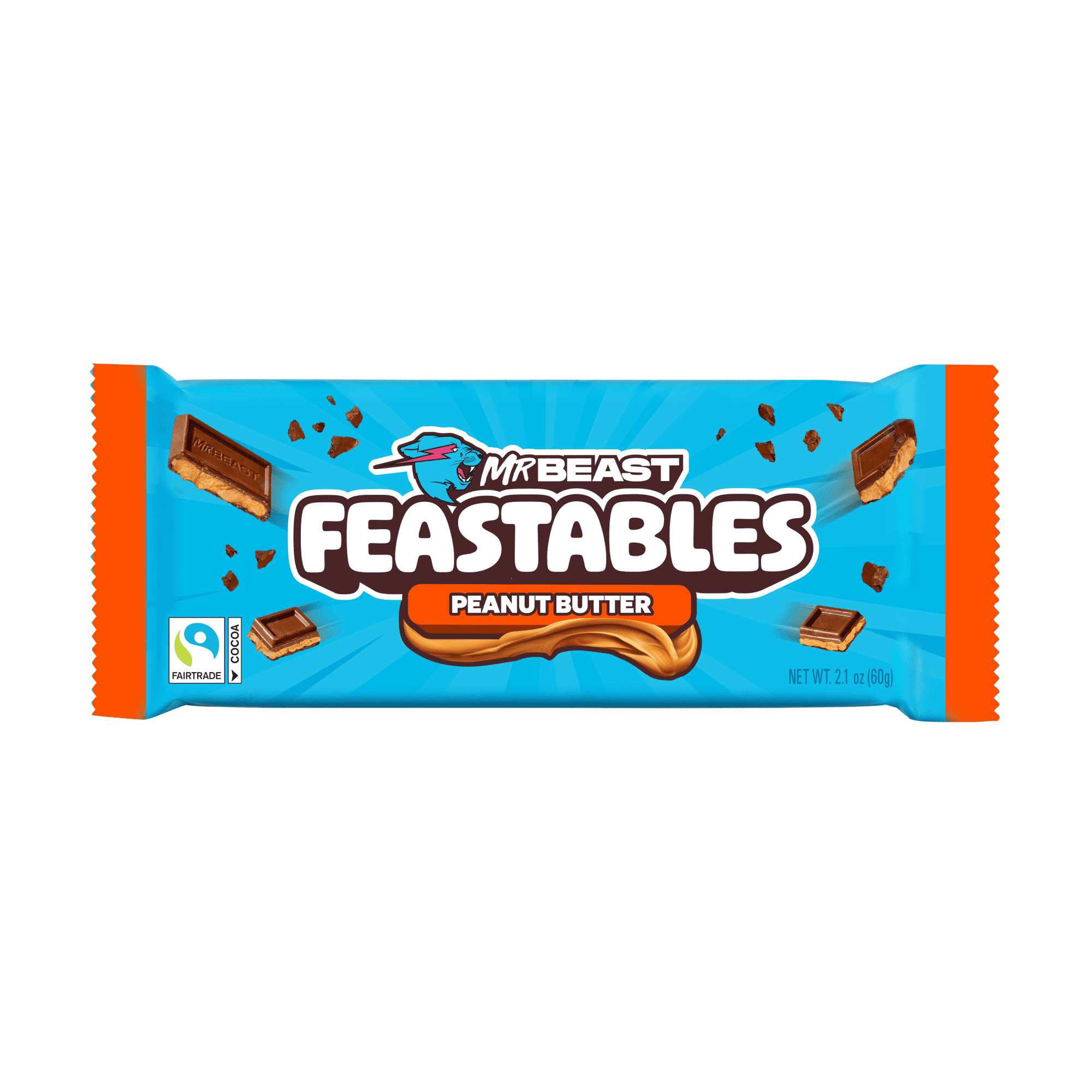 Feastables MrBeast Peanut Butter Milk Chocolate Bar, 2.1 oz (60g), 1 Count