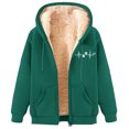 thumbnail image 2 of BLTIBY Womens Sherpa Jacket 2024 Fall Winter Printed Casual Fashion Long Sleeve Drawstring Full Zip Padded Coats Hooded Fuzzy Fleece Outwears with Pockets Green XXL, 2 of 4