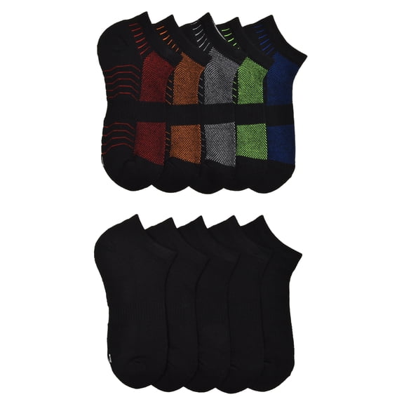 Athletic Works Boys Stripe Sole No Show, 10-pack, Size Medium (Shoe Size 9-2.5)