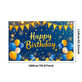 thumbnail image 2 of Blue Background Happy Birthday Banner with Balloon Star and Firework Elements Party Decoration Photography Props for Birthday Party Celebration Event Decor Backdrop, 2 of 7