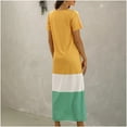 thumbnail image 5 of Dyegold Sundresses for Women Casual Beach - Tshirt Dress for Women 2023 V-Neck Short Sleeve Color Block Tshirt Maxi Sun Dresses ​Casual Flowy Long ​Beach ​Dresses, 5 of 5