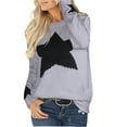 thumbnail image 2 of Seyurigaoka Women Autumn Loose Sweater Star Print Pattern Long Sleeve Crew Neck Casual Fashion Knitwear, 2 of 9