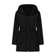 thumbnail image 5 of Fashion Winter Warm Hooded Coats for Womens Plus Size Solid Color Lapel Button Cardigan Long Sleeved Top Jacket, 5 of 7