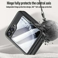 thumbnail image 6 of Allytechgroup Galaxy Z Flip 6 Case with Screen Protector, Hinge Protection Anti-Scratch Faux Leather Full Body Shockproof Bumper Rugged Phone Case for Samsung Galaxy Z Flip 6, Titanium, 6 of 8