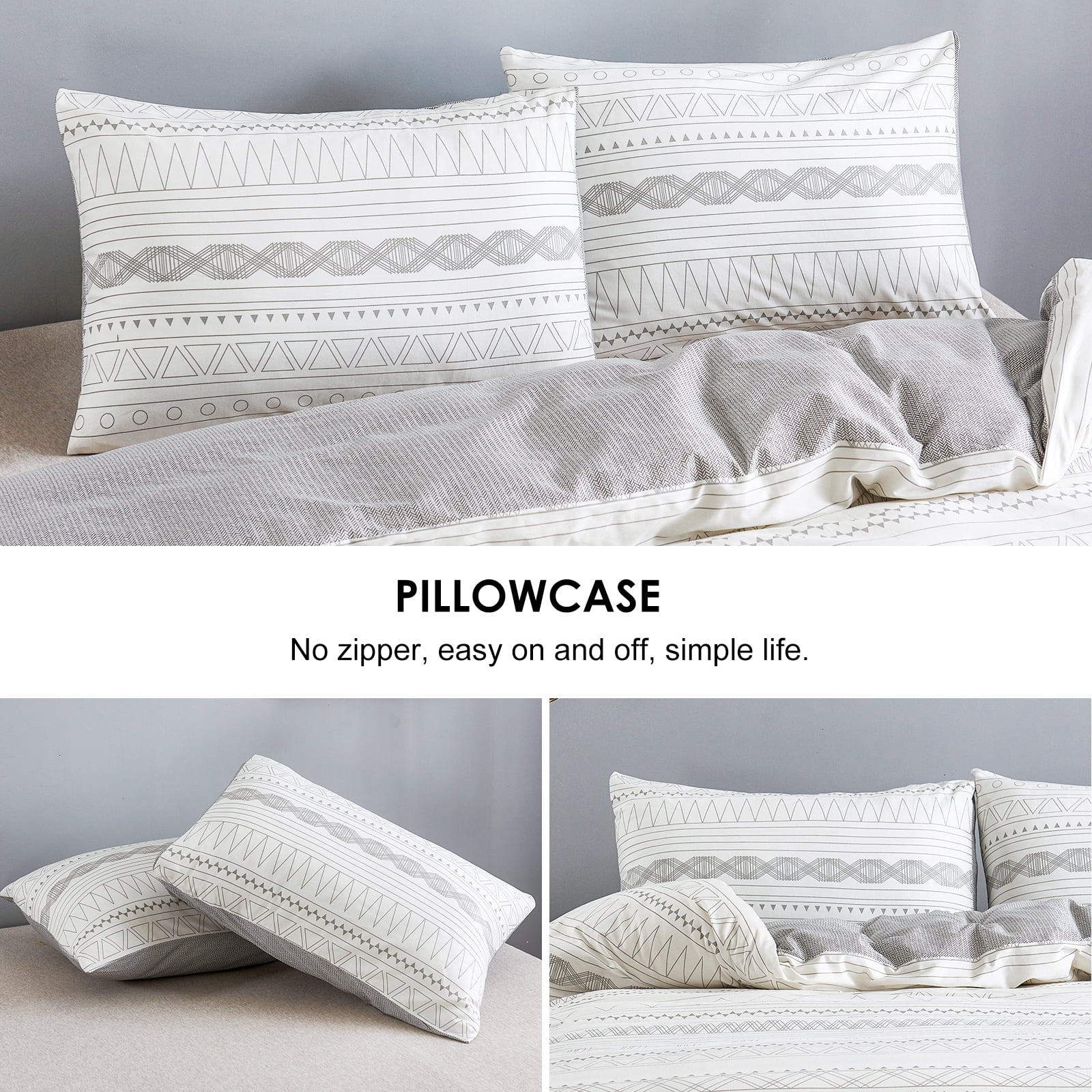 WARMDERN Cotton 800 Thread Count 3 Piece Duvet Sets Queen with Duvet Cover and Pillowcase