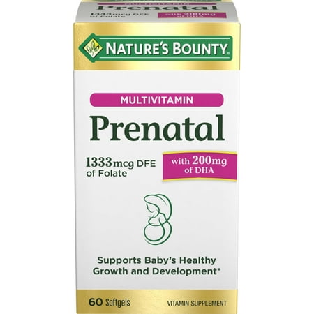 Nature's Bounty Prenatal Multivitamin with DHA Softgels, 60 (Best Prenatal Vitamins To Make Hair Grow)