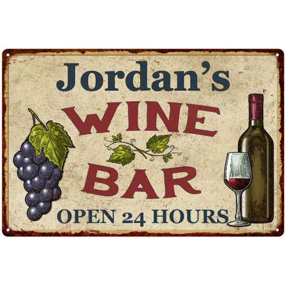 Jordan's Rustic Wine Bar Sign Wall Decor Kitchen Gift 8 x 12 High Gloss Metal 208120056383