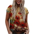 thumbnail image 2 of CHGBMOK Hauts Mignons Grande Taille pour Femmes Été Blouse Décontractée à Manches Courtes Imprimée Col Rond T-Shirt Hauts pour Dames Hauts de Plage d'Été en Solde, 2 of 4