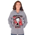 thumbnail image 3 of Kanji Style Betty Boop Major Sass Women Plus Size Zipper Hoodie Brisco Brands 2X, 3 of 5