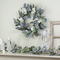 Northlight Iced Hydrangeas, Blueberries, and Foliage Artificial Christmas Wreath - 26 Inch, Unlit