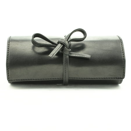 Tony Perotti Italian Leather Premium Combination Jewelry Roll in Black