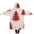 thumbnail image 2 of Oversized Wearable Blanket Hoodie,Red Christmas Tree Pattern Sherpa Blanket Hoodie with Super Pockets,Super Warm Fuzzy Pullover for Women & Men, 2 of 6