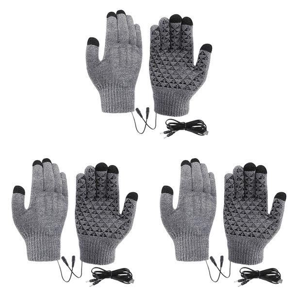 Guantes Punto Con Calefacción USB Ciclismo Invierno para Al Aire Libre (gris)