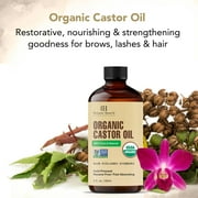 Botanic Hearth Castor Oil (2 fl oz) | USDA Certified Organic | 100% Pure & Hexane Free | Cold Pressed |Promotes Growth for Eyelashes, Eyebrows & Hair | Includes Eyebrow & Eyelash Brush