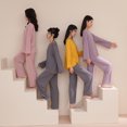 thumbnail image 1 of Pijamas de modal para mujer, pantalones finos de manga larga de verano, traje de talla grande, habitación de verano con aire acondicionado y almohadilla para el pecho, ropa para el hogar, 1 of 5