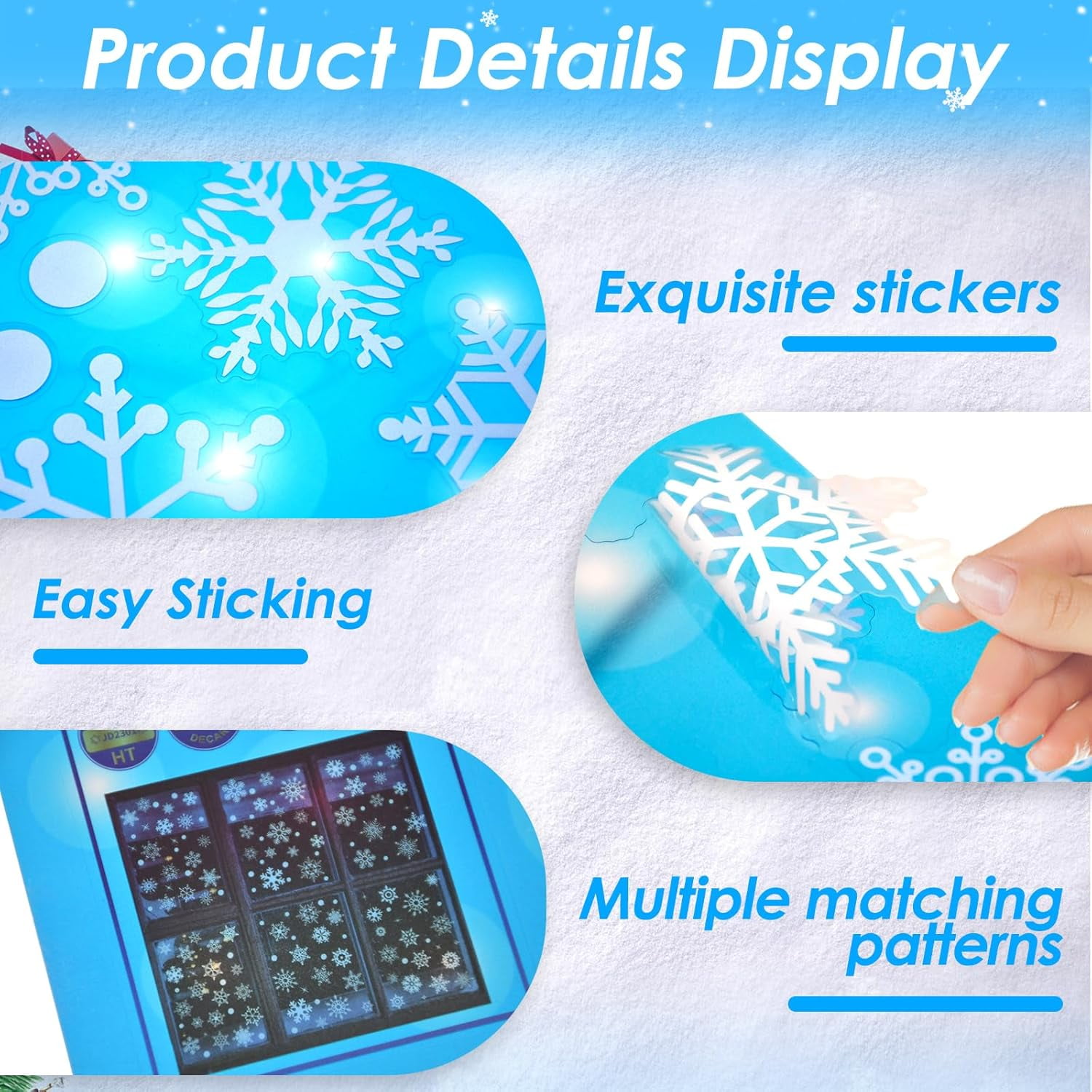 155 Pieces White Snowflake Window Clings for Glass Windows Christmas Decorations Indoor - DIY Snowflakes Vinyl Clings Window Decal Stickers Winter Wonderland Holiday Xmas Ornaments Decorations