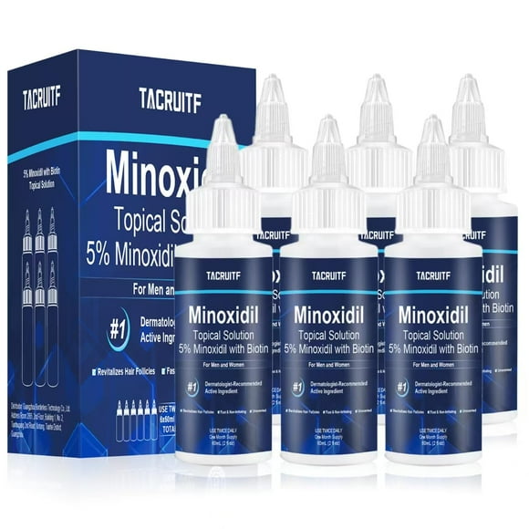 6 Packs, 5% Minoxidil with Biotin, Hair Growth Treatment, Minoxidil Hair and Beard Growth Oil, Minoxidil for Men and Women, Supports Thicker and Fuller Hair & Beard (12