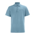 thumbnail image 2 of Qwertyu Capri Polo Shirts Men Breeze Short Sleeve Casual Collared Golf Shirt Lightweight Stretch Quick Dry Textured Summer T-Shirts with Front Pocket Light Blue L, 2 of 6