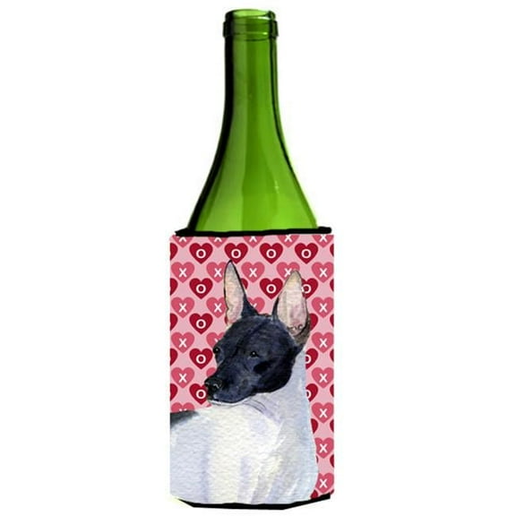 Rat Terrier Hearts Love And Valentines Day Portrait Wine bottle sleeve Hugger - 24 oz.