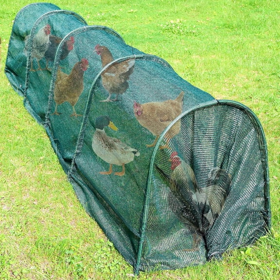 Chicken Tunnel for Outside 12FT, Flexible Chickens Runs for Yard, Quick Installation Shade Net Protection from Sun Portable Chicken Tunnels, Poultry Coop Run Tunnels Perfect for Backyard