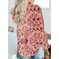 thumbnail image 3 of SUCS Women's Casual Boho Floral Printed V Neck Tops Drawstring Short Long Sleeve T Shirt Blouses, 3 of 4