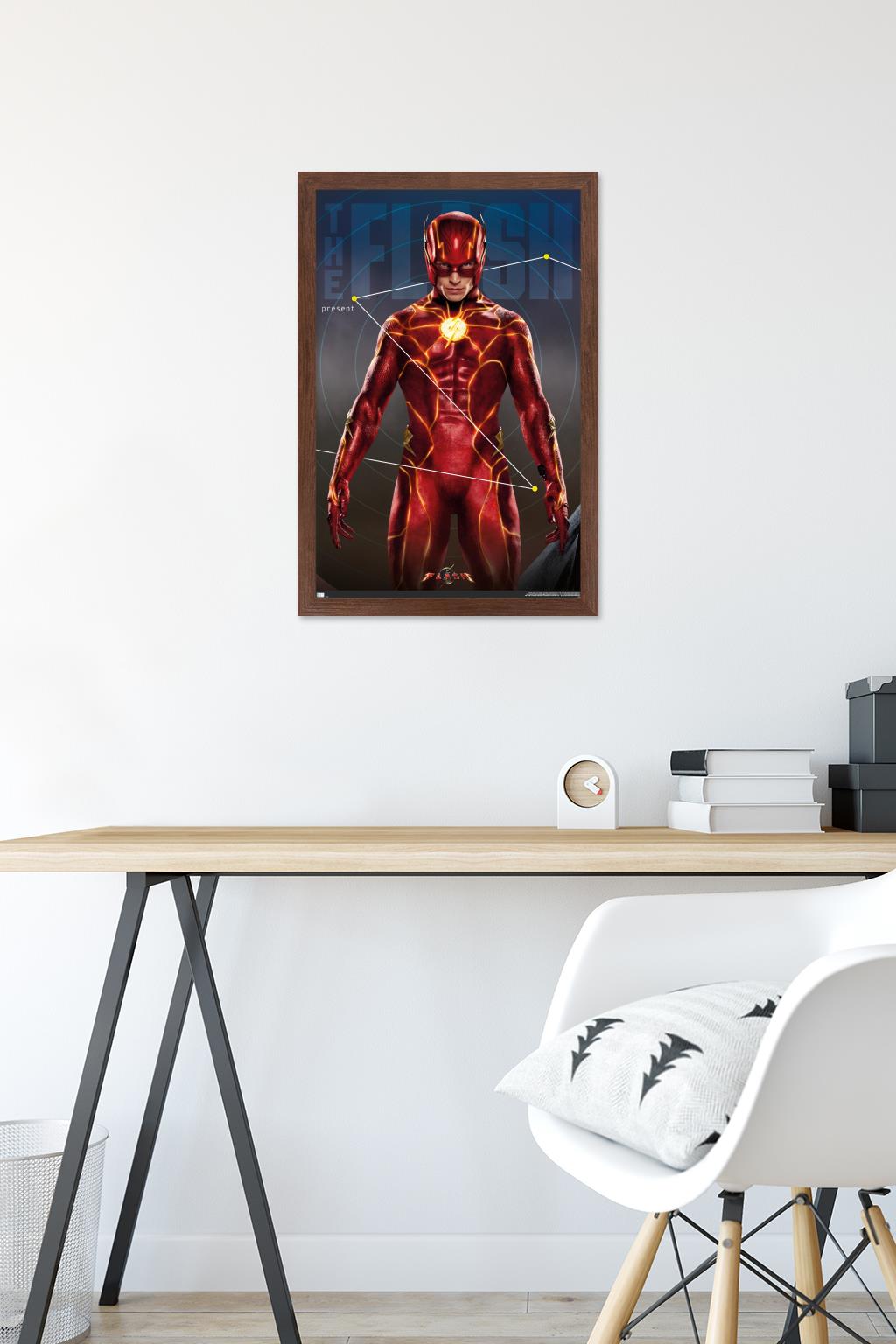 DC Comics Movie The Flash - The Flash Triptych Wall Poster, 14.725" x 22.375" Framed