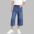 thumbnail image 2 of Eltusu Boys Denim Shorts, Casual Elastic Waist Straight Legs Below the Knee Capris Shorts Blue Size 8 T, 2 of 7