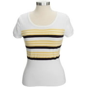 Angle View: George ME - Women's Cap-Sleeve Stripe Scoop Sweater