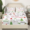 thumbnail image 3 of YST Kids Christmas Sheets Cartoon Xmas Decorations Pattern Sheet Set, Cute Christmas Bell Festival Deer Bed Sheets Set Snowflake Pine Tree Bedding Set Full With 2 Pillow Cases (White), 3 of 6