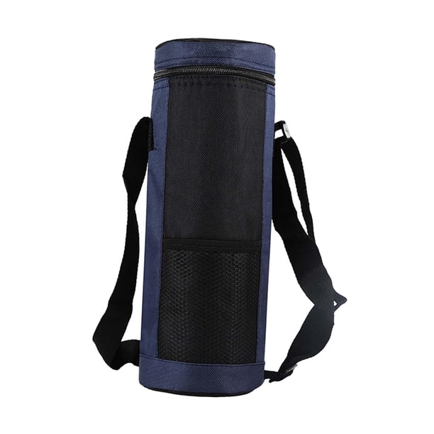 Bolsa para transportar botellas de agua, portátil, con correa para el hombro, funda protectora y aislante. azul