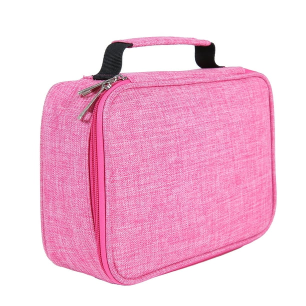 EeaseMX Estuche de lápices de 72 agujeros, de color sólido, cuadrado, para bocetos, lápices de colores, estuche para lápices, bolsa de lápices de alta capacidad, suministros de arte (rosa)