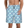 thumbnail image 1 of Balery Blue Fish Scale Texture Traje de Baño Estilo Hawaiano para Hombre, Shorts de Secado Rápido con Bolsillos-Large, 1 of 6