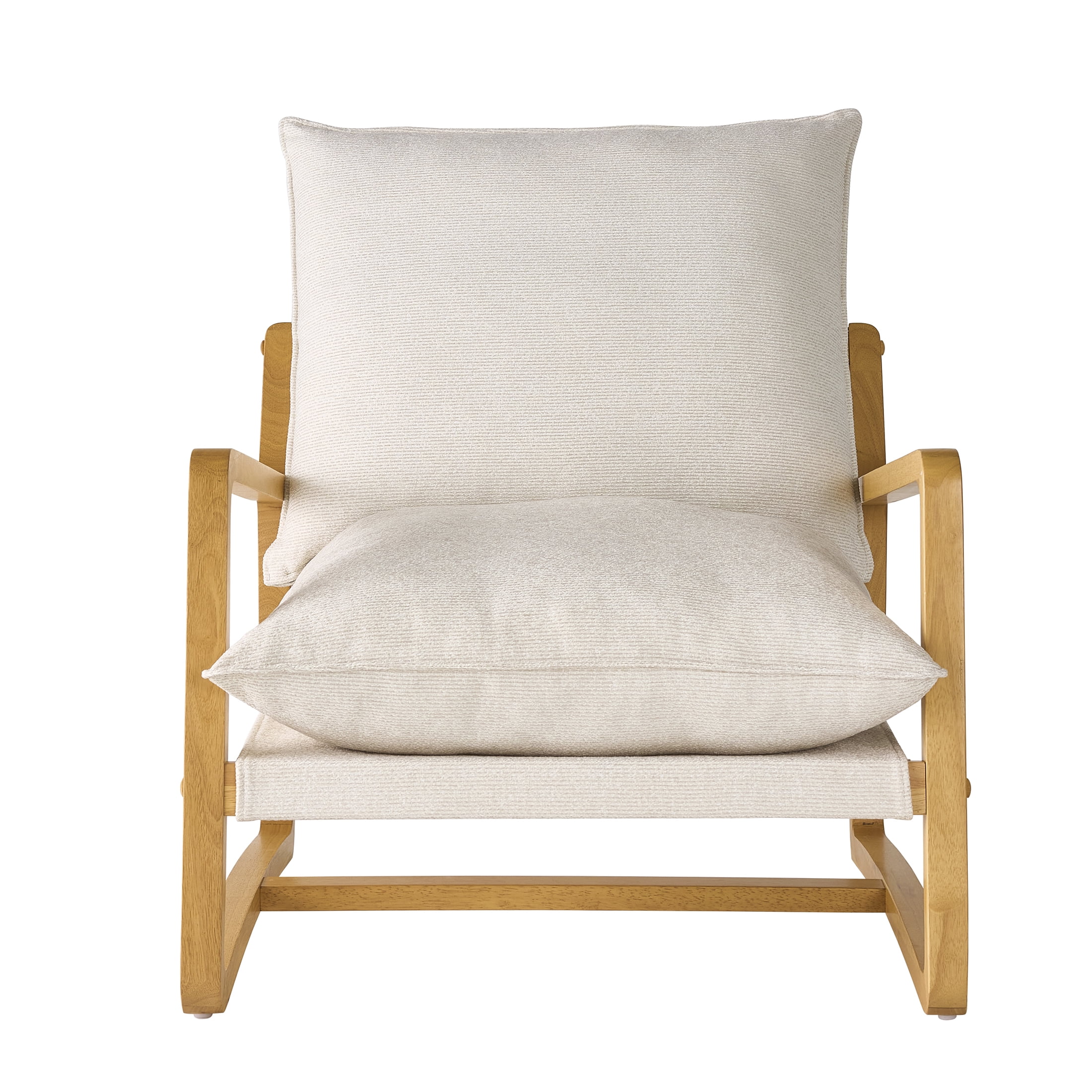 Better Homes & Gardens Wooden Ezra Sling Accent Chair, Cream Linen