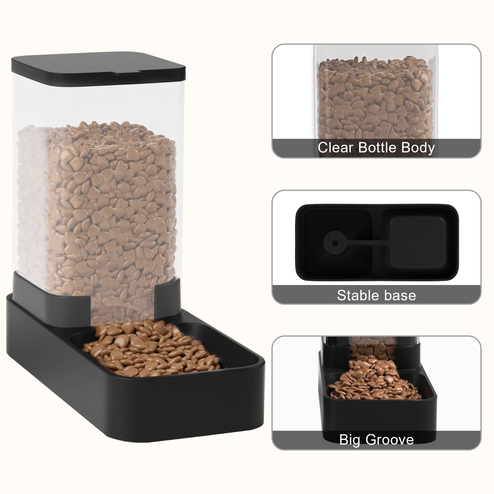 Automatic Cat Feeder & Water Dispenser Set, Gravity 3.3L Pet Food Waterer with Large Absorbent Quick-Dry Feeding Mat