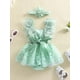 thumbnail image 4 of Conjunto de verano para bebé niña, pelele de malla con bordado floral y diadema con lazo, 2 piezas., 4 of 9