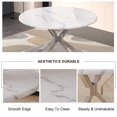 thumbnail image 5 of 47" Luxurious Round Modern Faux Marble Dining Table,White Table with Silver Leg, 5 of 6