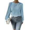 thumbnail image 3 of Women'S Long Sleeve Scoop Neck Pleated Front Fitted Blouse Tops XXL, 3 of 9