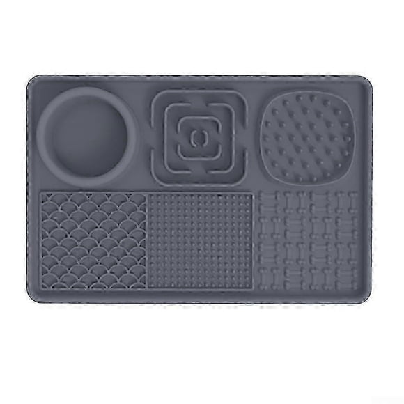 2025 Slow Feeding Pet Licking Mat With NonSlip Suction Cup Dogs And Cats Silicone Placemat Treats Yogurt Wet Food Gray