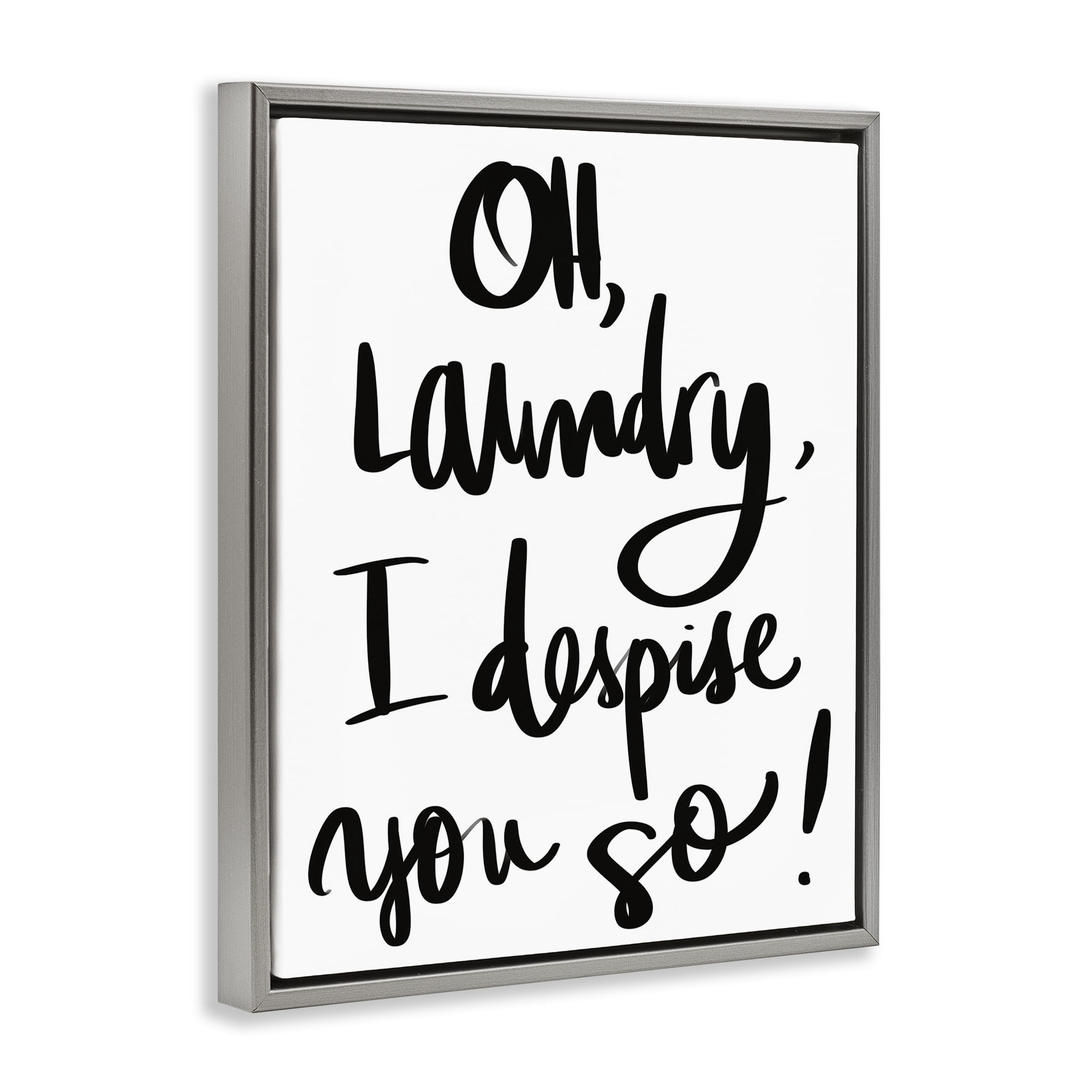 Stupell Industries Laundry I Despise You Gray Framed Floater Canvas Wall Art, design by SD Graphics Studio