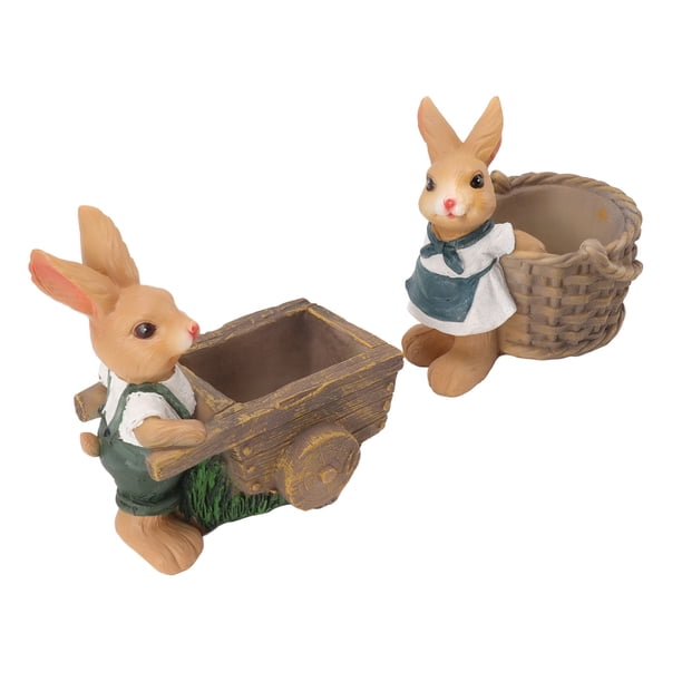 Macetas suculentas con forma de conejo, 2 piezas, macetas suculentas con forma de animal, para balcón, patio, macetas con forma de conejo, macetas suculentas con forma de animal, artesanía superior