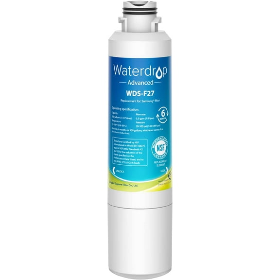 Waterdrop DA29-00020B NSF 53&42 Certified Refrigerator Water Filter, Replacement for Samsung HAF-CIN/EXP, DA29-00020A/B, DA29-00020B-1, RF263BEAESR, RF28HMEDBSR, RS25J500DSR, RF4287HARS