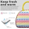 thumbnail image 3 of Retro Plaid Lunch Bag Women – Checkered and Striped Fusion Design, Leakproof & Stylish Tote for Office, Travel, or Everyday Carry, 3 of 6