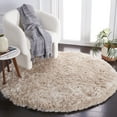 thumbnail image 2 of SAFAVIEH Arctic Giselle Solid Polyester Shag Area Rug, Light Beige, 5' x 5' Round, 2 of 8