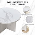 thumbnail image 3 of YOCWO 31.5" Round Coffee Table for Living Room with Wave Base, Mordern MDF Coffee Table for Apartment Small Space with Marble Veneer Finish, White, 3 of 8
