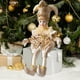 thumbnail image 4 of Muñeca navideña decorativa, figura navideña de payasa con cabeza que se mueve, ideal para decorar sala de estar, tiendas y como regalo para niños. Oro, 4 of 7